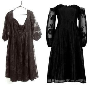 Whimsigothic Witchy Lace Bardot Midi Dress Off The Shoulder Sizing USA 14/UK 18